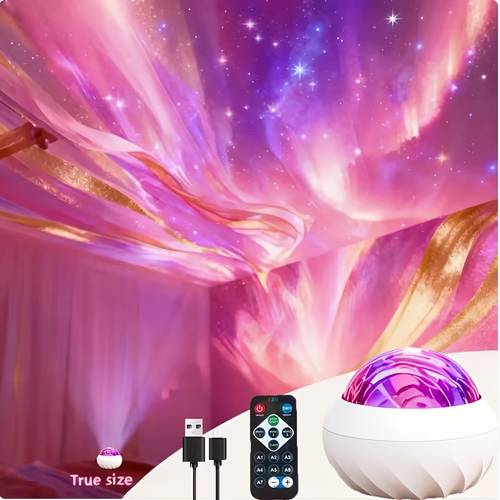 new aurora ambient projection night light multi color led projector with remote control 7 color suitable for ceiling wall desktop bedroom decor birthday gift usb plug and play