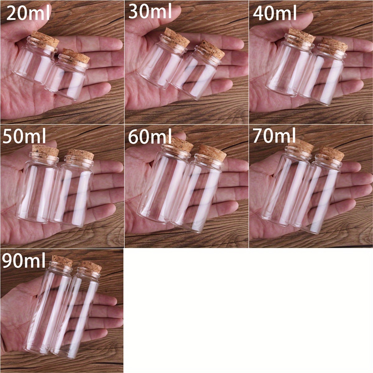 36 x Kleine glazen flessen met kirk, ideaal voor huwelijksbedankjes. 50ml kleine glazen flessen met kurk