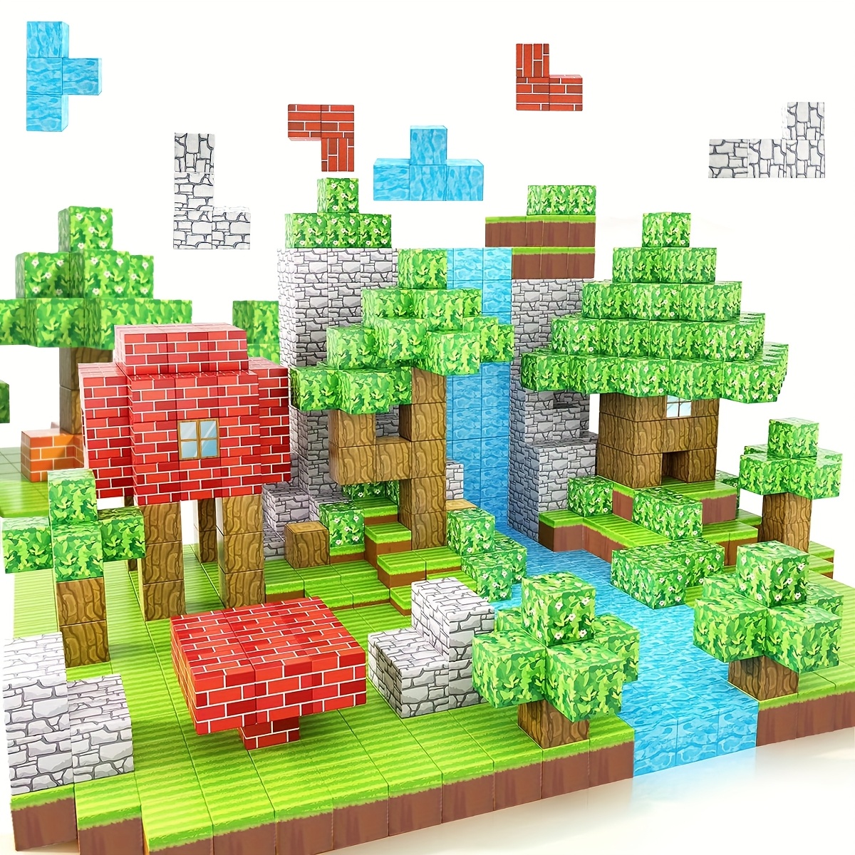 Magnetische Bouwblokken 100 Delen - Creatief 3D Speelgoed Met Dinosauriërs, Vulkaan & Natuurlandschap | Perfect Paascadeau Voor Kinderen STEM Magnetisch Constructiespeelgoed