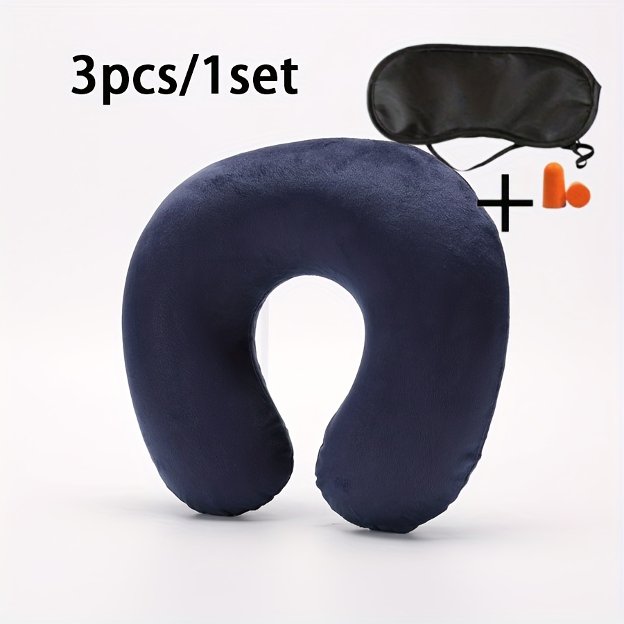 TEMU Travel Pillow Neck Pillow Airplane Pillow Travel Neck Flight Pillow Snap Button With Soft Cover, U Shaped Neck Pillow Portable Student Adult