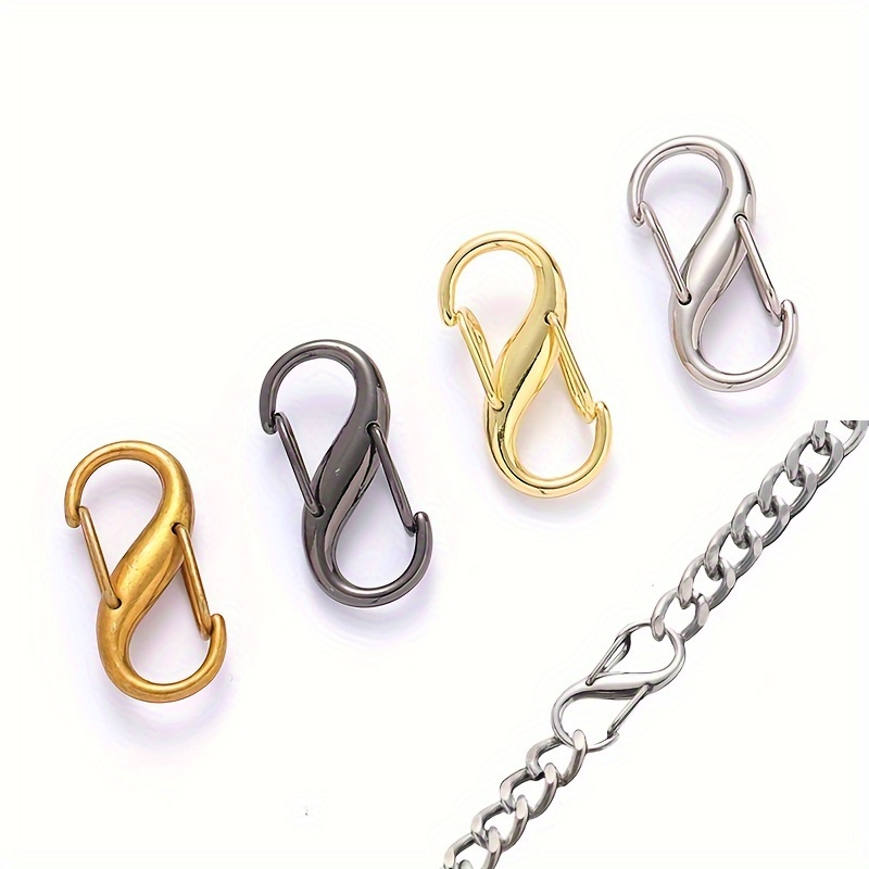 

6pcs Alloy S-shaped Buckle Spring Hooks, Lobster Clasps Connectors, Golden & Silvery, For Diy Bag, Keychain Adjustment Tools