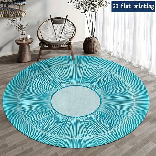 1pc turquoise round rug stripe machine washable floor mat suitable for living rooms bedrooms offices bathrooms patios and entrances it serves as a decor piece and a holiday decoration in sizes