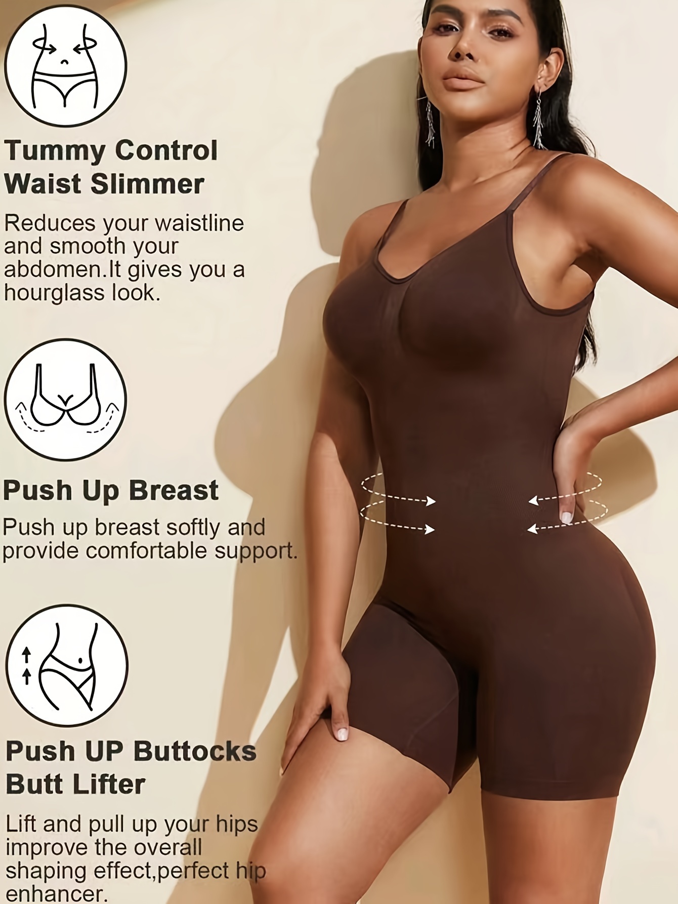 Seamless shapewear bodysuit for women tummy control butt lifter