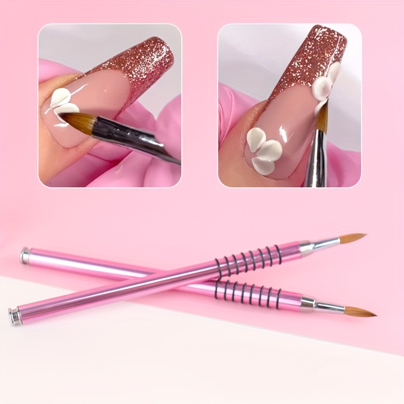 

1pc 3d Acrylic Nail Brush Liquid Powder Carving Extension Building Pen, Designs Manicure Nail Art Tip Flower Drawing Tools