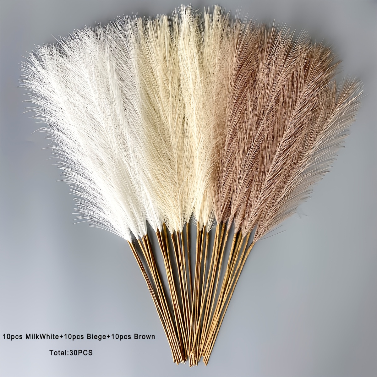 18pcs 54.86cm Herbe de Pampa Artificielle, Roseaux Moelleux pour Centre de Table Vase Décoration Intérieure, Décoration Salon Chambre à Coucher, Style Bohème (Crème Blanc Beige Marron)