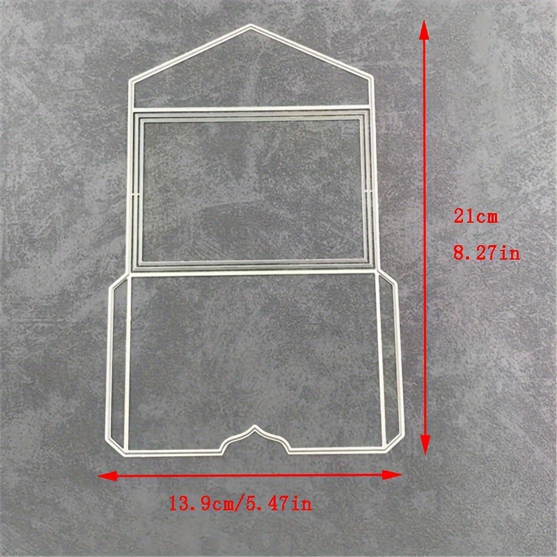 Template For Cutting Mold Of Envelope Box In Golden Color For Diy Clipboards Decoration Embossing Handmade Template