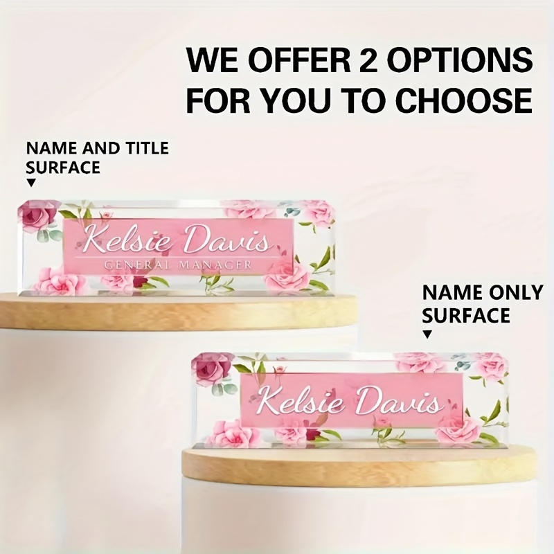 

Custom Acrylic Desk Nameplate, Floral Design, Personalized Office Desk Sign, Appreciation Gift For Colleagues, Boss, Teachers/staff, Home & Kitchen Decor, Party Supplies, No Power Required