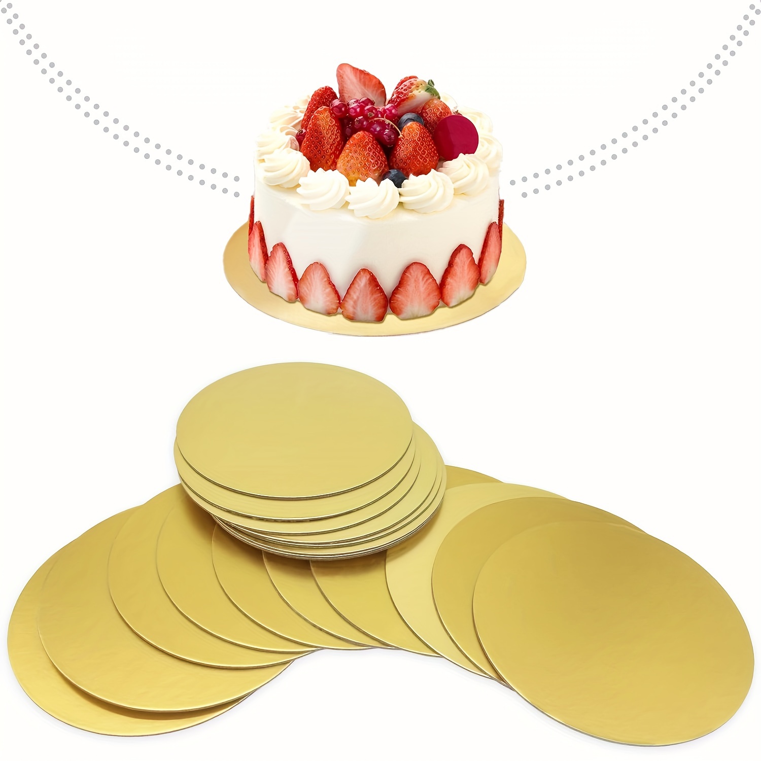 

10pcs, Golden Cake Boards, Round Cake Board, Disposable Cake Board Base, Grease Proof Food Grade Cake Plate, For New Year Wedding Birthday Party, Cake, Dessert, Cake, Pizza Decorating And Exhibition