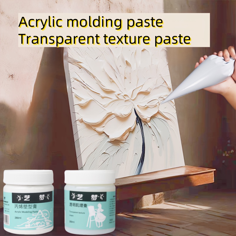 

280ml Acrylic Modeling Paste, Transparent Texture Paste (includes 3 Piping Bags), - Easy-to-build Texture Paste, Suitable For Artistic Creation, A Must-have For Artists.