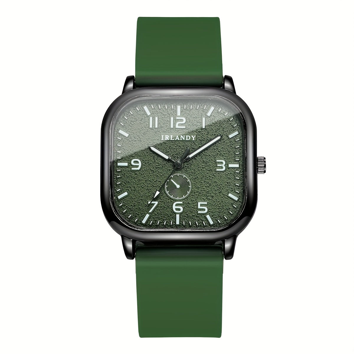 1 stuks Elegante Groene & Quartz Dameshorloge met Vierkant Horlogekast & Siliconen Band - Minimalistische Wijzerplaat, Wijzers & Groene Accenten, Niet-Oplaadbare Batterij, Stijlvolle Casual & Formele Polshorloge Voor Alledaagse Speciale Gelegenheden, horloges dames, dames horloge