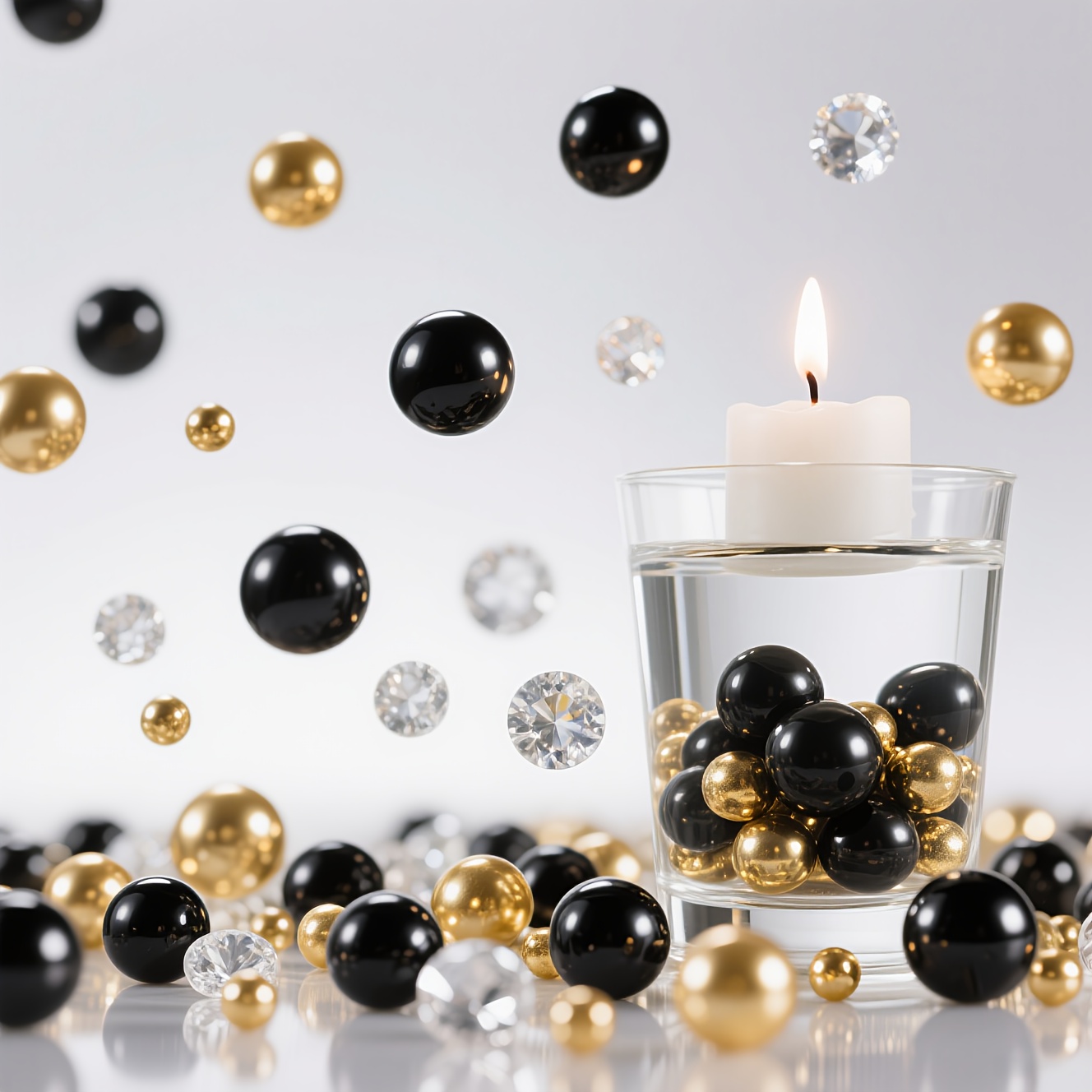 E-shop 2700 Stück Goldene Perlen, Perlen, Transparente Diamanten, Diamant Bastelarbeiten, Vasenfüller, Geeignet für Vasen Dekoration, Hochzeit,
