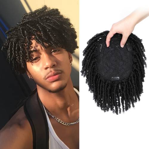 8 inch synthetic dreadlock hair topper wig with bottom 4 clips afro curly texture density for women men natural look for daily wear special occasions versatile hairpiece cap