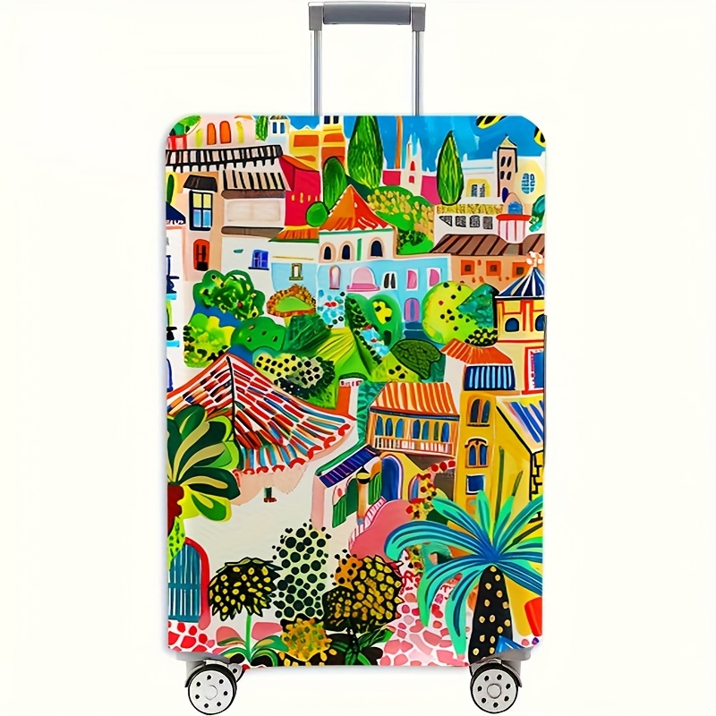 TEMU Essential Travel Items Suitcase Covers With Cityscape Designs, Dust Protection For Luggage, Suitcase Additions, And Elegant Luggage Decorations,