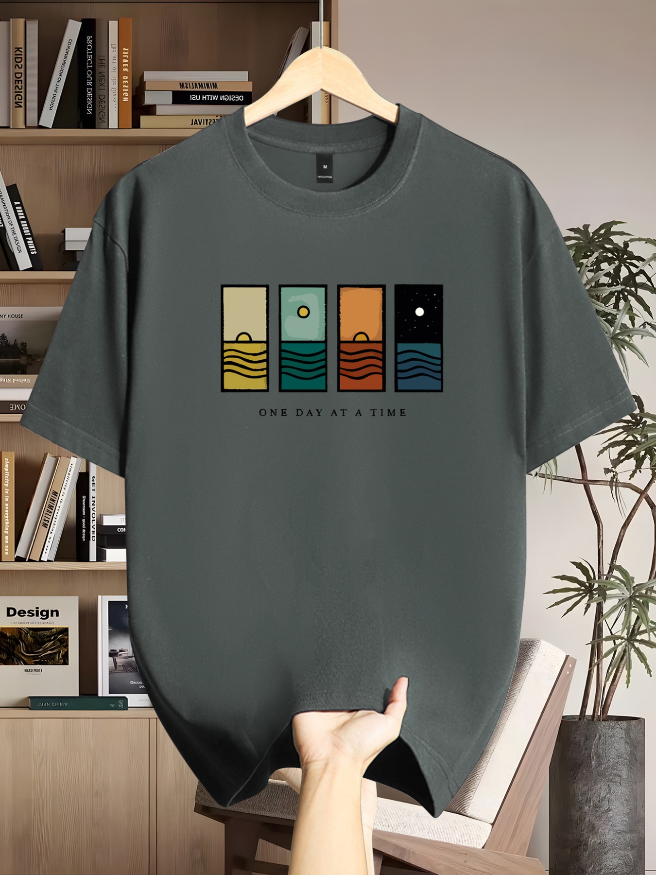 Men'S Short Sleeve T-Shirt | Casual Crew Neck with Slight Stretch, Geometric Pattern, Summer Season, Regular Fit for Adults