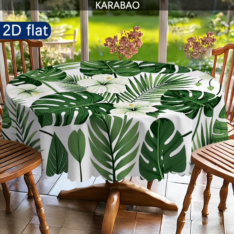 item picture a 2d flat round tablecloth featuring tropical plant flowers suitable for outdoor use perfectly enhances your dining table and home environment its an ideal decoration for dining tables and a great gift for friends suitable for home kitchen