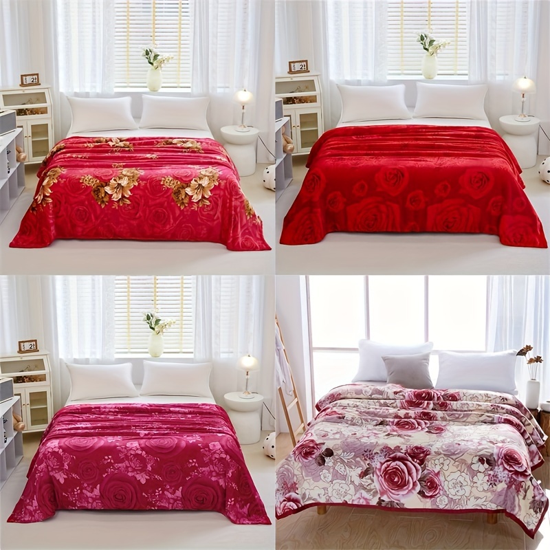 contemporary style soft warm knitted floral blanket with   design   multipurpose polyester bed blanket machine washable flower pattern with embellished features details 2