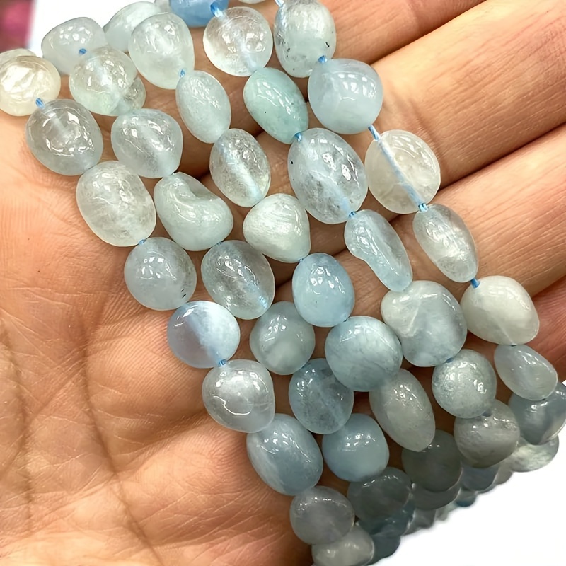 

15" Natural Aquamarine Beads, 8-10mm Irregular For Diy Jewelry Making - Perfect For Bracelets, Necklaces & Earrings