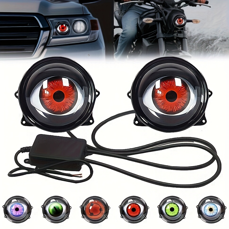TEMU 6 Adjustable Demon With Lens-2025-new-1/ 2pcs Led Dynamic , 12v Car Atmosphere Light Kit, Cool Car Decoration, Great For Car Modification And Birthday Gift