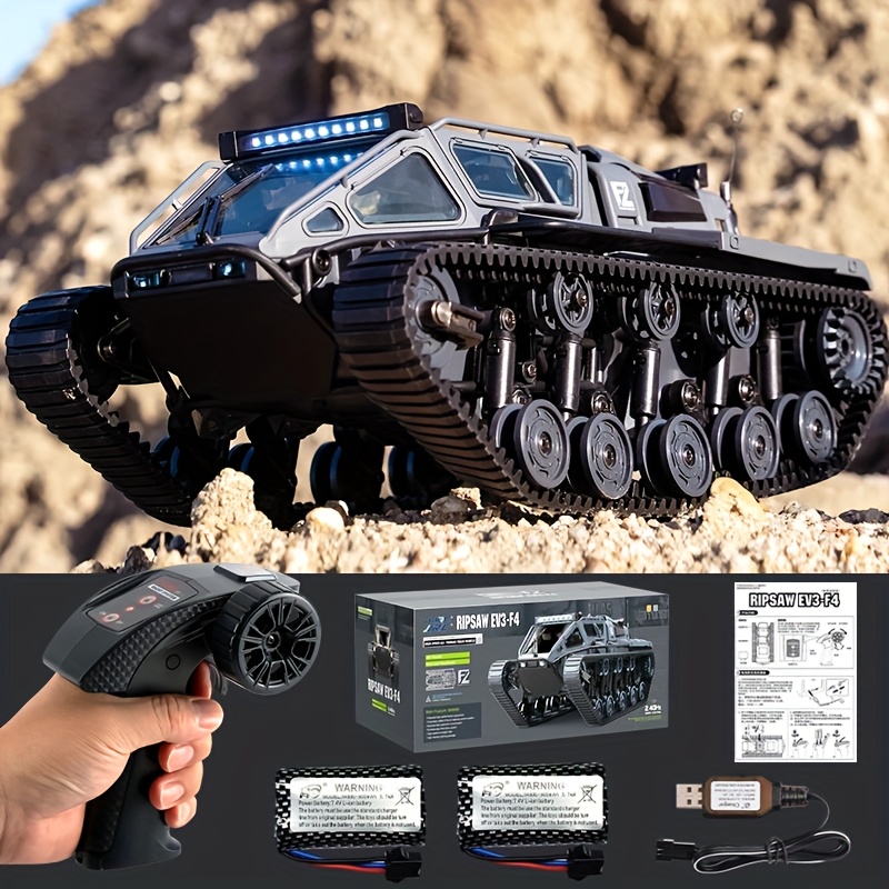 1:16 Scale RC Tank - High-Speed 10KM/H Off-Road Crawler with 4WD, 360° Rotation, All-Terrain Treads, USB Rechargeable Batteries (2 Included) - Remote Control Military Truck Toy for Kids & Adults, Birthday/Christmas Gift