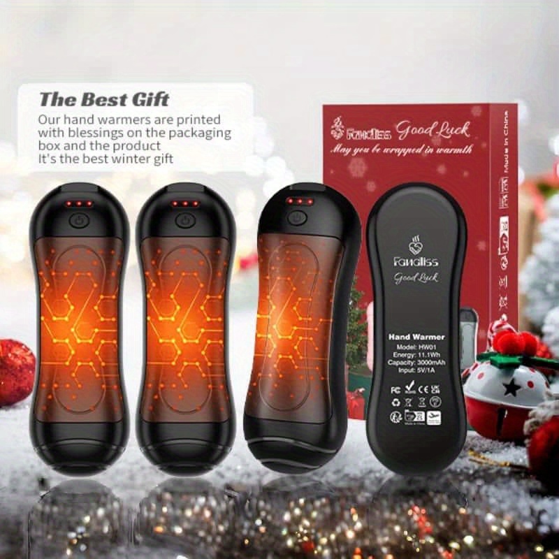 TEMU Set Of 4 Rechargeable Electric Handheld Warmers With Ai , 20-hour , Usb-powered Portable Pocket Heater, With Digital Display, Safe Lithium