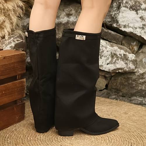 2578 5 pointed toe high cut boots new style motorcycle boots long boots fitting women shoes