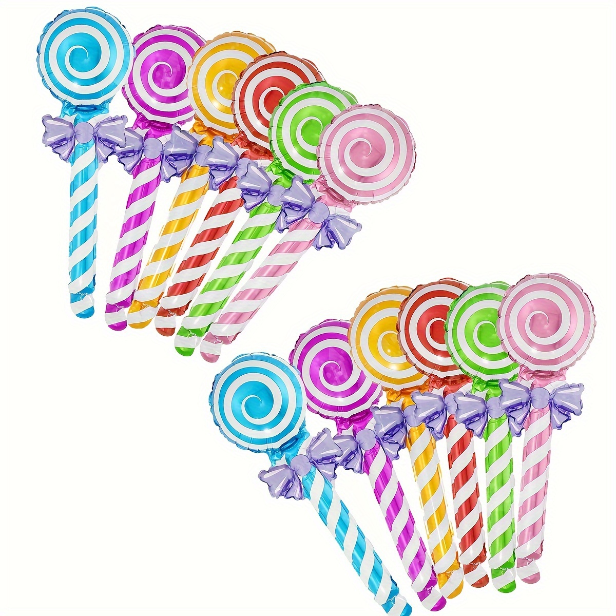 

12 Pack Lollipop Shaped Aluminum Film Balloons, Round Candy-colored Handheld Balloons For Weddings, Birthdays, Anniversaries, Graduations, Christmas & Party Decorations - No Electricity Needed