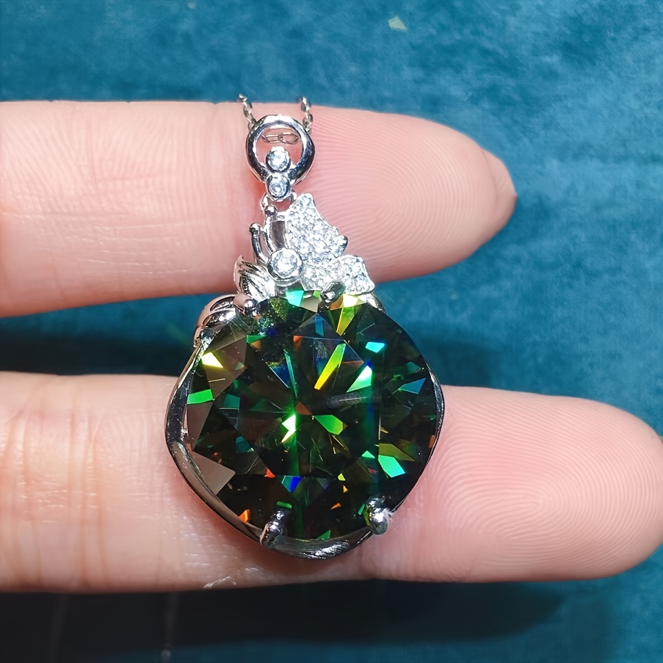 S925 Silvery Moissanite Pendant Necklace — Unisex Engagement Gift