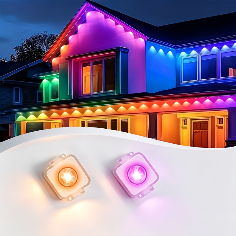 TEMU 50ft Smart Rgbic Outdoor Strip Lights, Lights For House, Smart App Control, Lights, For New Year, Parties, White Christmas Decorations, Pool