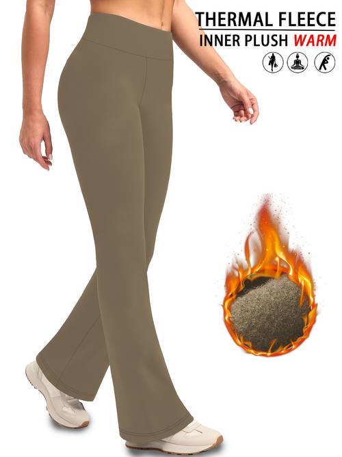 womens super soft high waisted fleece flare leggings tummy control soft bootleg bootcut pants