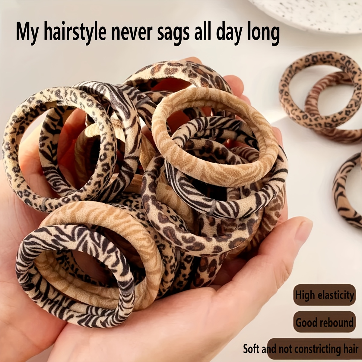 Random 19/29pcs Leopard Print High-Elastic Ponytail Hair Ties