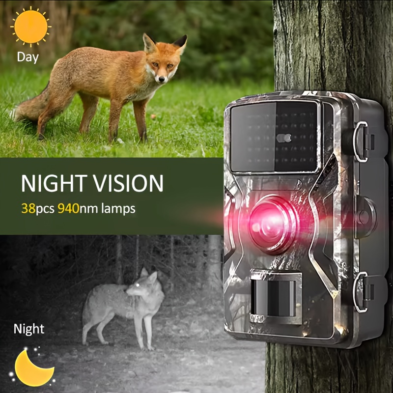 Caméra de chasse à faune 1080P FHD avec écran 2 pouces | Vision nocturne, activation par mouvement, idéale pour la chasse en extérieur et la surveillance de la faune, pile non incluse