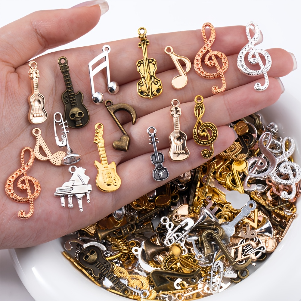 

50g Mixed Style Charms For Jewelry Making - , Guitar, Shaped Pendants For Keychains, Bracelets, Necklaces