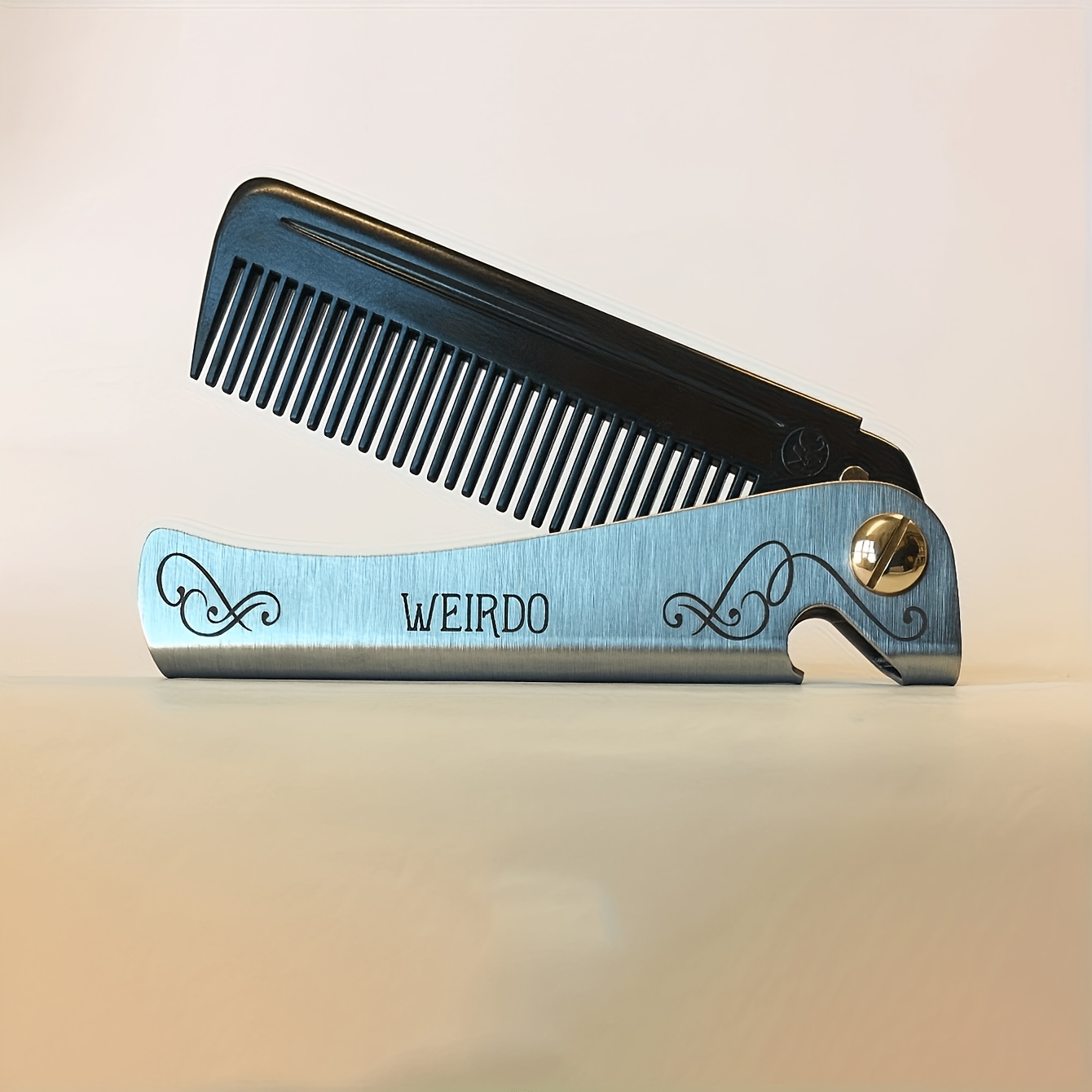 TEMU 1pc Customized Logo, Text Pattern Folding Comb, Personalized Men's Comb, Suitable For Daily Grooming Of Women And Men