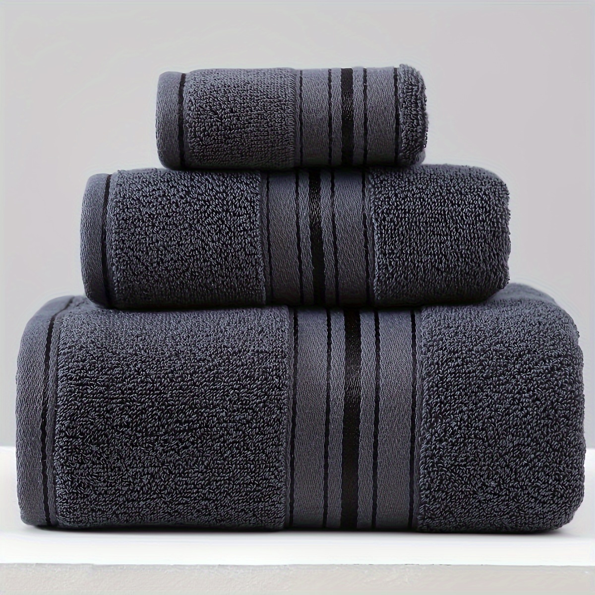

3pcs Cotton Towel Set, 1 Washcloth & 1 Hand Towel & 1 Bath Towel, Absorbent & Quick-drying Showering Towel, Super Soft & Skin-friendly Bathing Towel, For Home Bathroom, Ideal Bathroom Supplies