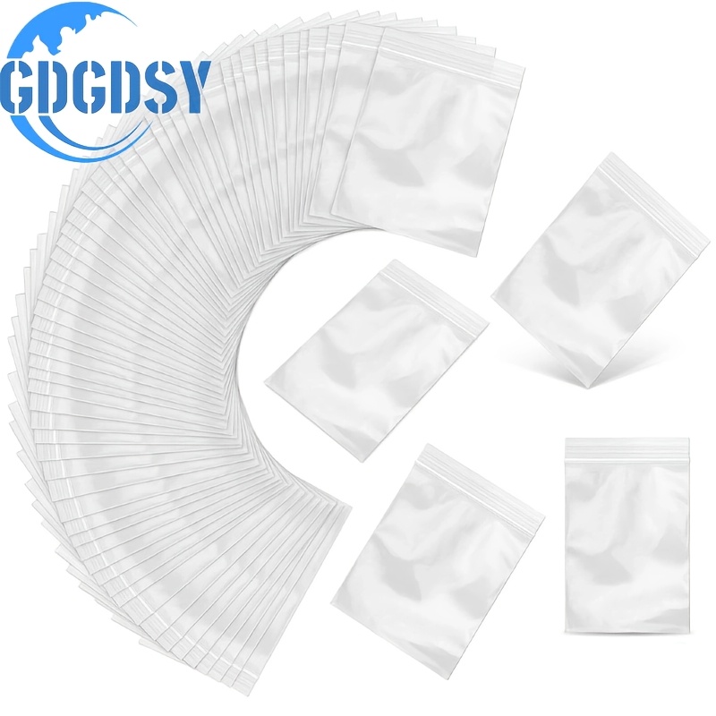 TEMU 300pcs Plastic Sealing Bags, Grip Sealing Bags, Resealable Clear Plastic Bags, Polyethylene Zipper Bags, Reusable, For Storage, Jewelry ( Cm)