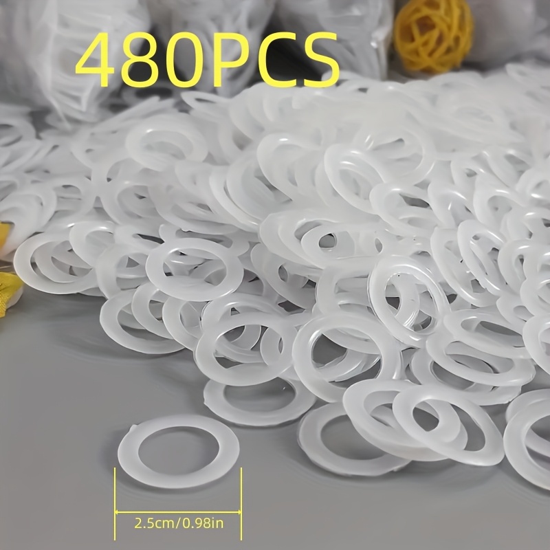 E-shop 480 Stück weiße Plastik Häkelnadelringe, 1,6 cm/0,63 Zoll, 2 cm/0,78 Zoll, 2,5 cm/0,98 Zoll O-förmige Plastik Strickringe, Bastelarbeiten,