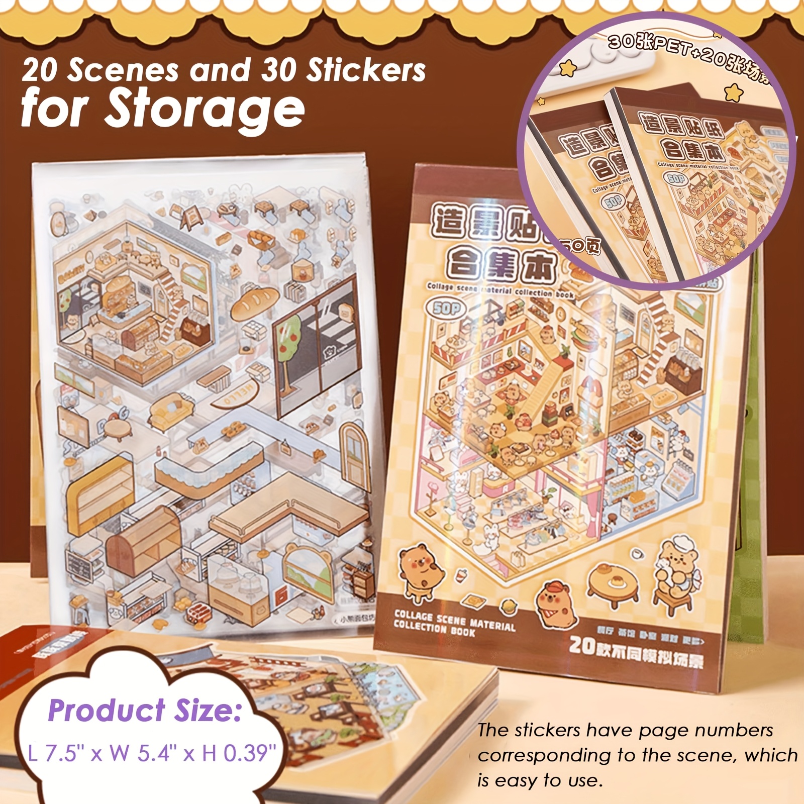 10 Sets 3D House Sticker Scene Kit,DIY Miniature House