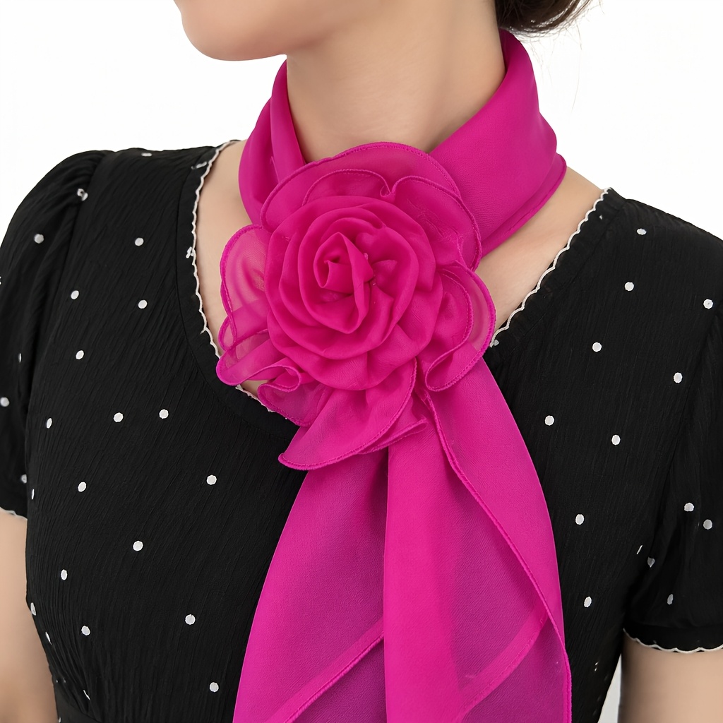 TEMU Écharpe Wai pièces en organza multicolore, main, avec tridimensionnelle et longue écharpe pour femme, pour occasion formelle, bal, cadeau de