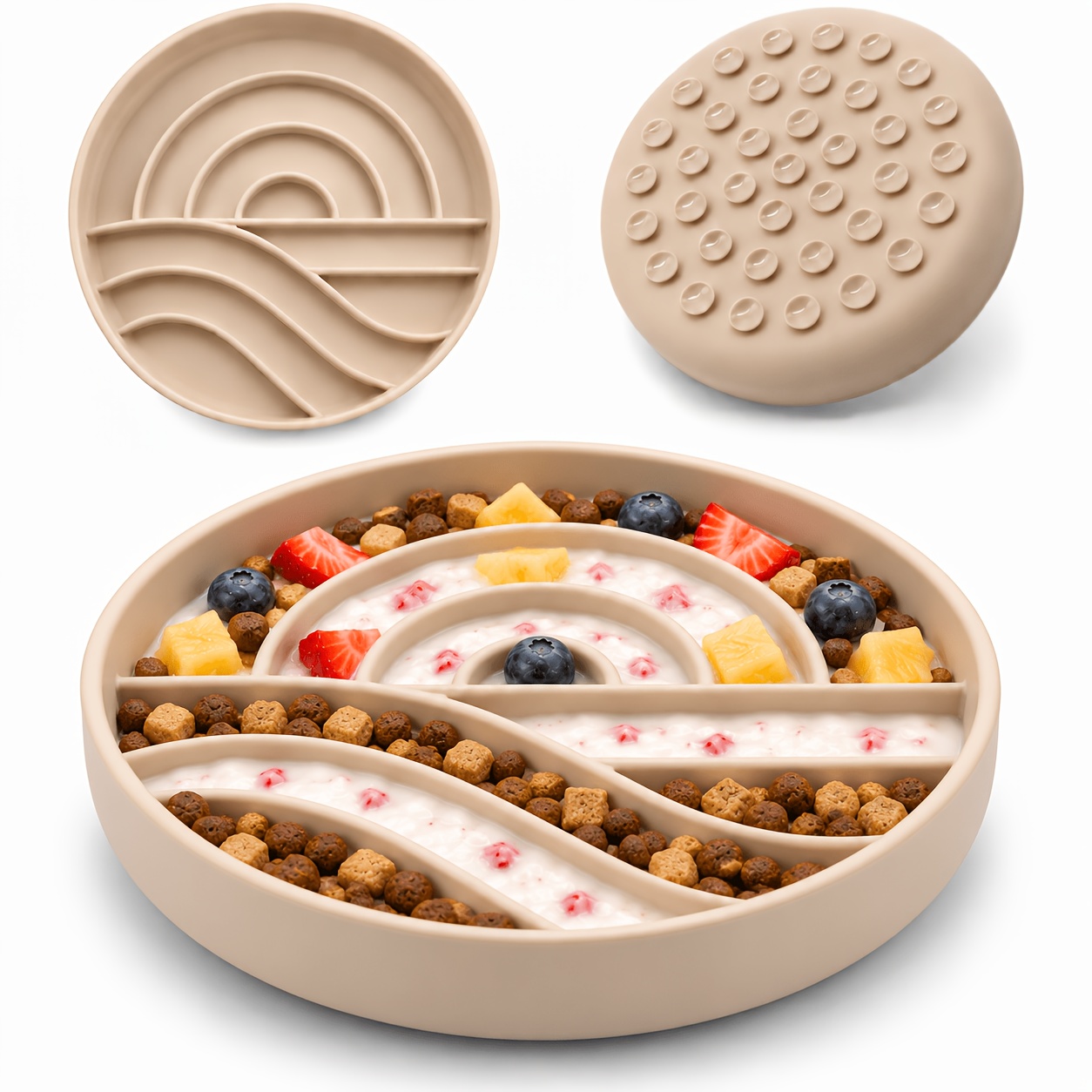 TEMU Large Slow Feeder Dog Bowl, Premium Silicone Puzzle Feeding Tray For Dogs And Cats, Anti-gulping Enrichment Bowl For Healthy Slow Eating