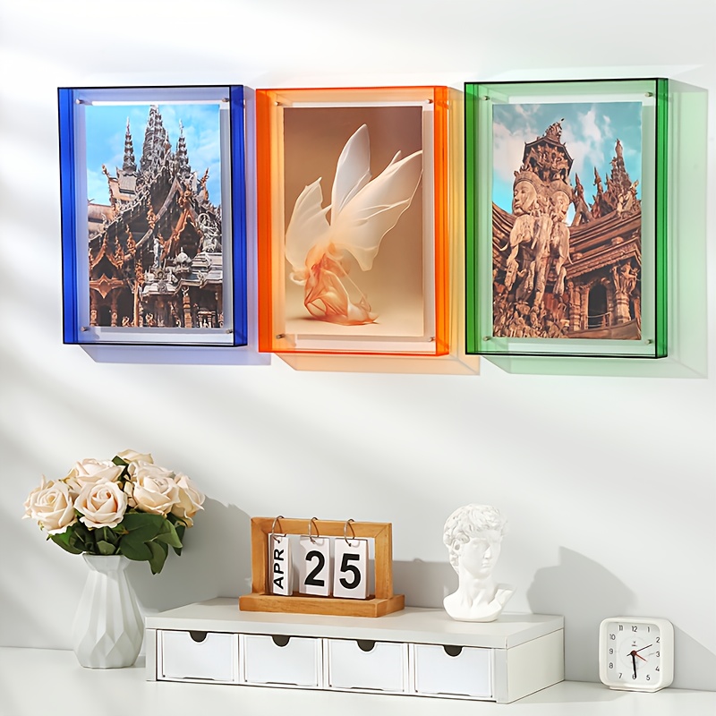 1pc Acrylic Picture Frames Colorful for Wall Mounted Tabletop Standing Decorative, for Living Room, Bedroom, Office Decor, Rectangular, 26.01cm X 35.0cm