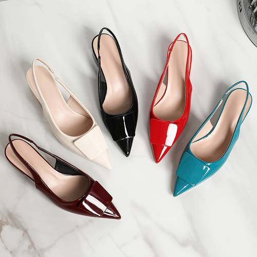 comfortable and elegant single shoes pointed toe square versatile low heeled and fashionable high heels