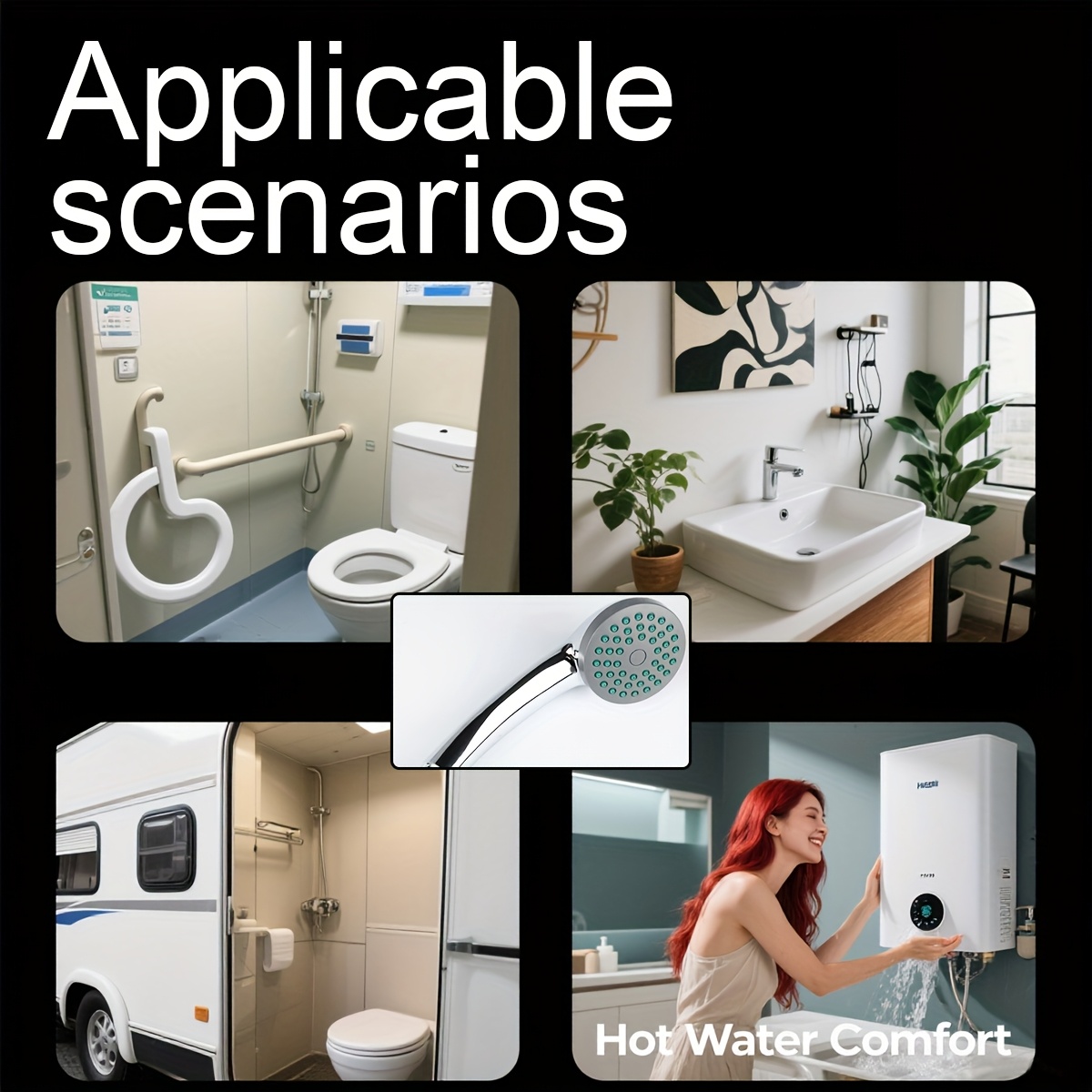 Adjustable Handheld Showerhead with Pressure-Boosting Feature