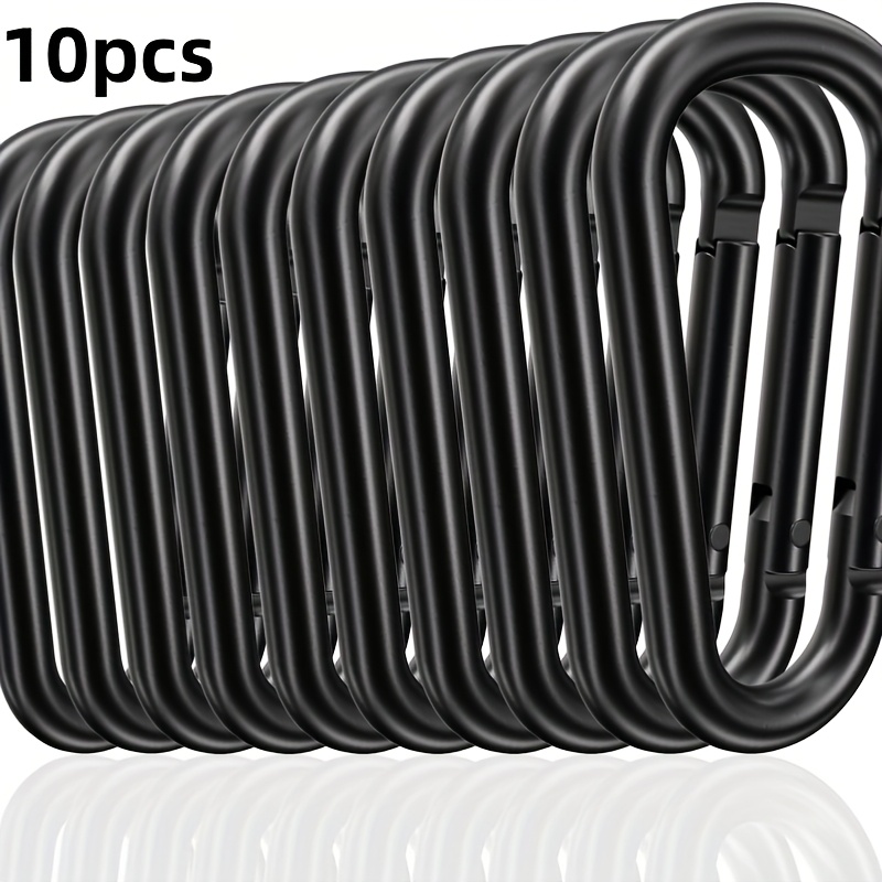 Image of 10pcs Per Pack, Black Clip, Keychain, Corrosion-resistant, Lightweight, Suitable As Outdoor Sports For Hiking, Camping And Fishing.
