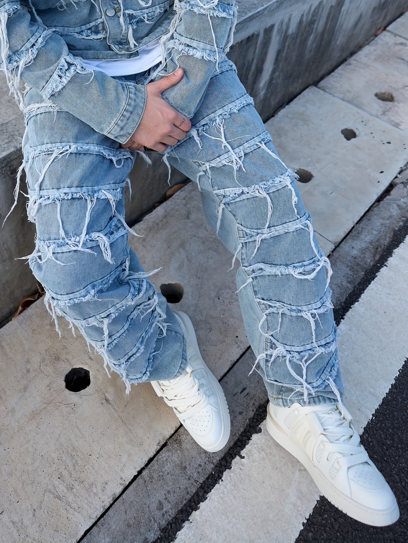 Jean Stretch Homme Coupe Droite - Style Délavé Basique, Facile D'entretien - Parfait Pour Un Look Streetwear Et Urbain Au Quotidien