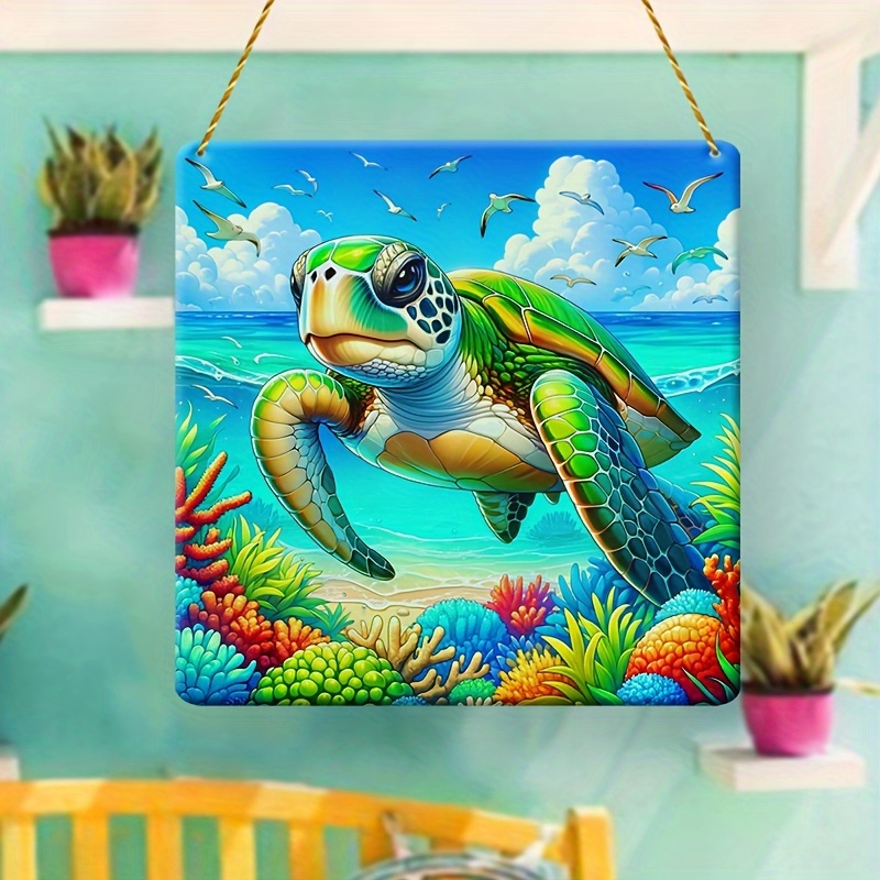 Sea Turtles Stained Glass Window Hanging Decor Sea Animals - Temu