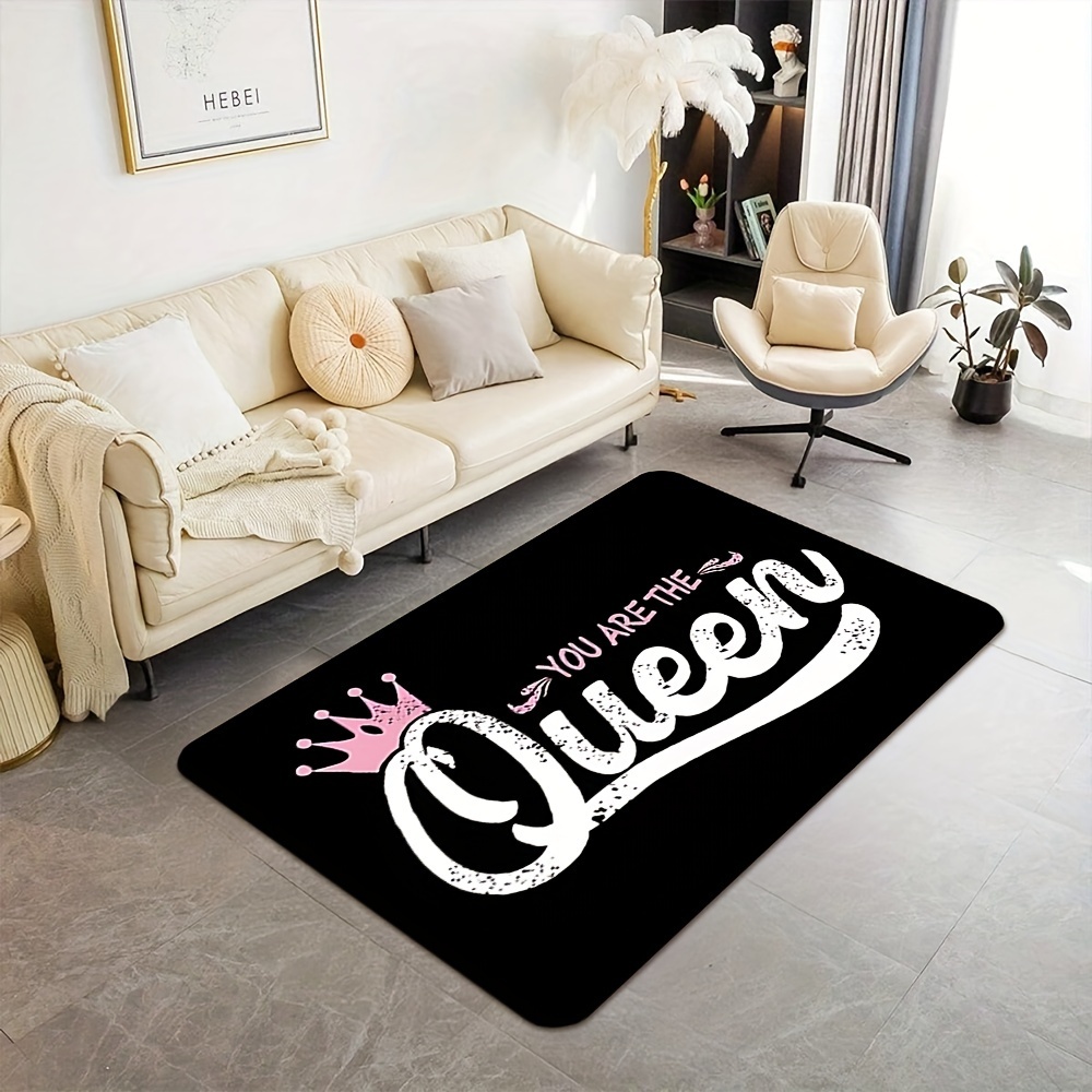 

Queen Crown Doormat - Machine Washable Non-slip Rectangle Mat, Polyester Flannel Area Rug For Indoor/outdoor Entrance, Bathroom, Kitchen, Living Bedroom Decor