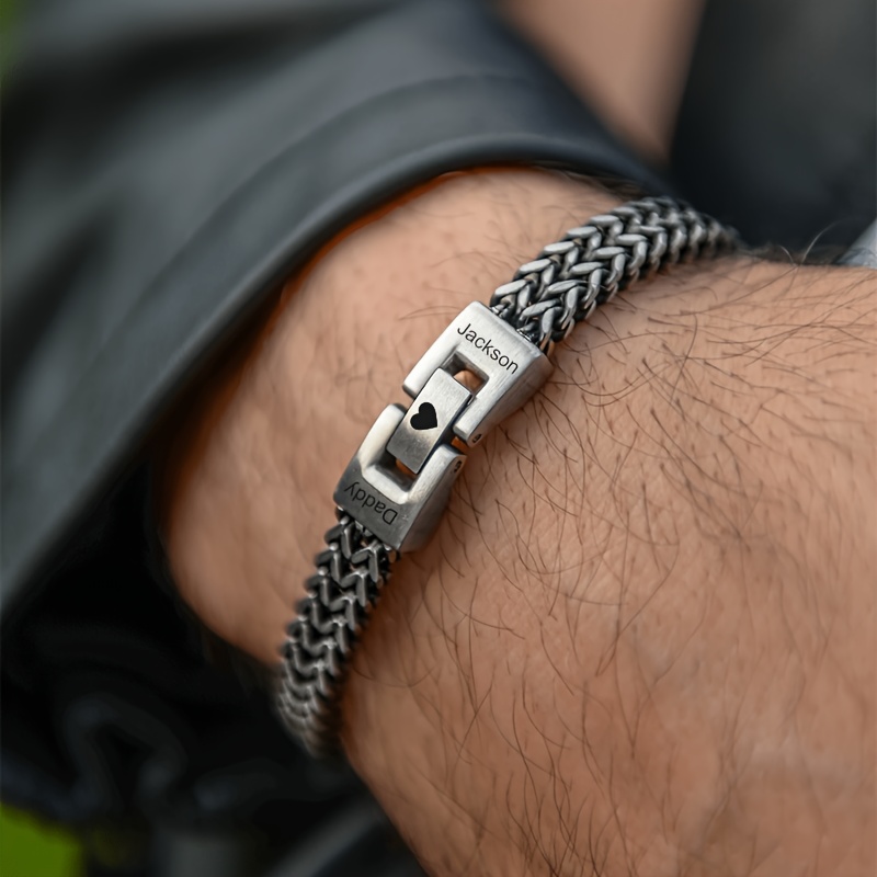Personalized Vintage Stainless Steel Engravable Men's Bracelet