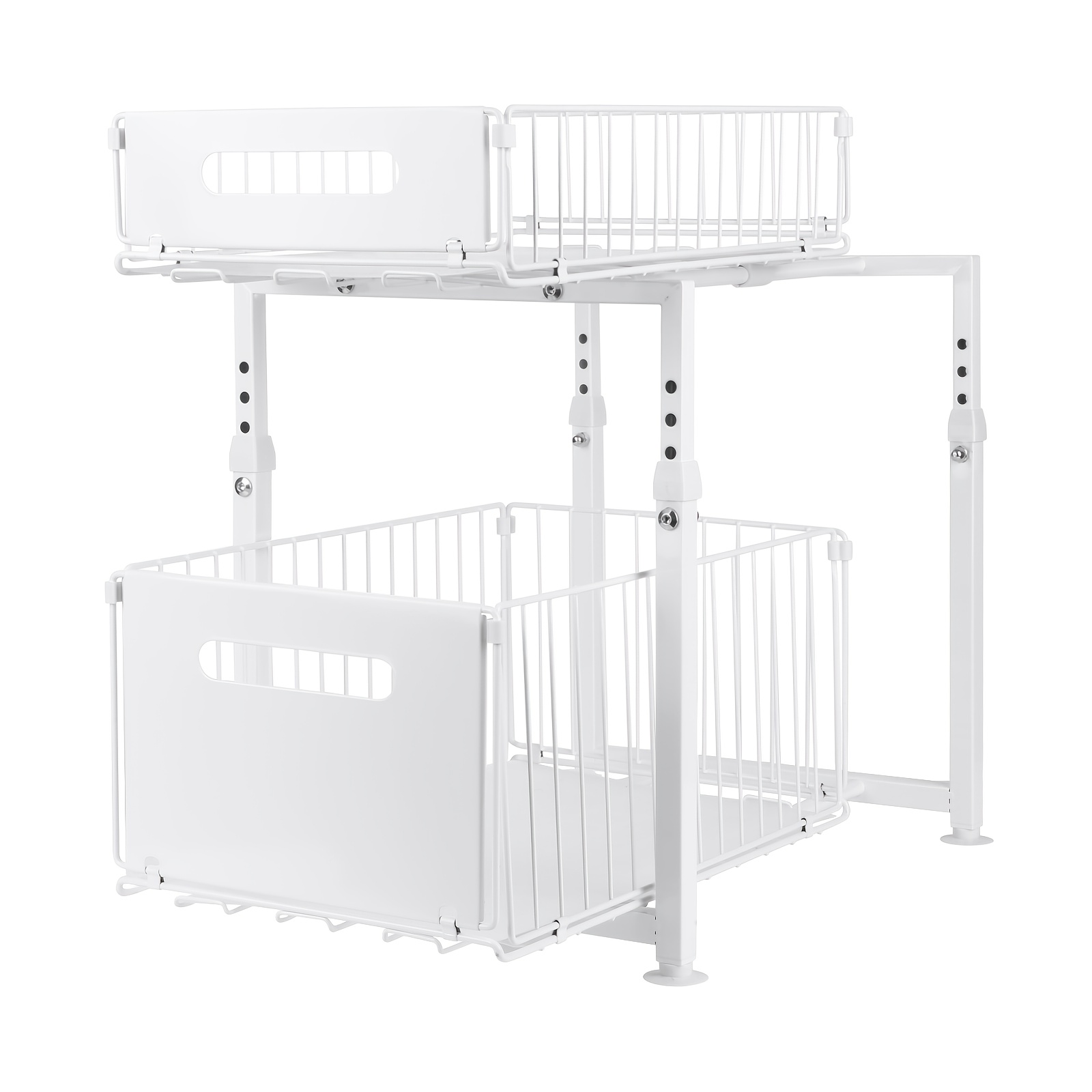 TEMU Heavy-duty Adjustable Height Sliding Kitchen & Under-sink Storage Rack - Heavy-duty Metal 2-tier Cabinet Shelving Unit With Sliding Basket,