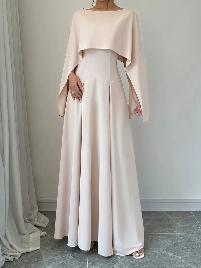 Solid *-Shoulder Cape Dress, European and American Fast Fashion, Women's Elegant Casual Sleeveless * Party Cape + Dress Set, Elegant Loose Cape * Long Dress for Evening Banquets, Fashion Events, ... Solid *-Shoulder Cape Dress, European and American Fast Fashion, Women's Elegant Casual Sleeveless * Party Cape + Dress Set, Elegant Loose Cape * Long Dress for Evening Banquets, Fashion Events, ...
