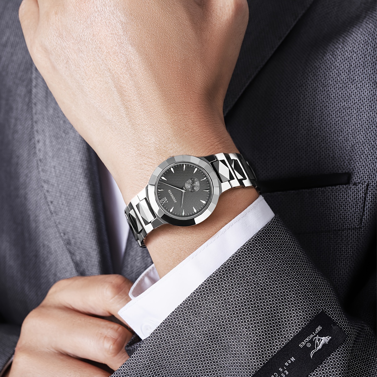 mens sleek stainless steel watch 6mm thin round dial Temu Canada